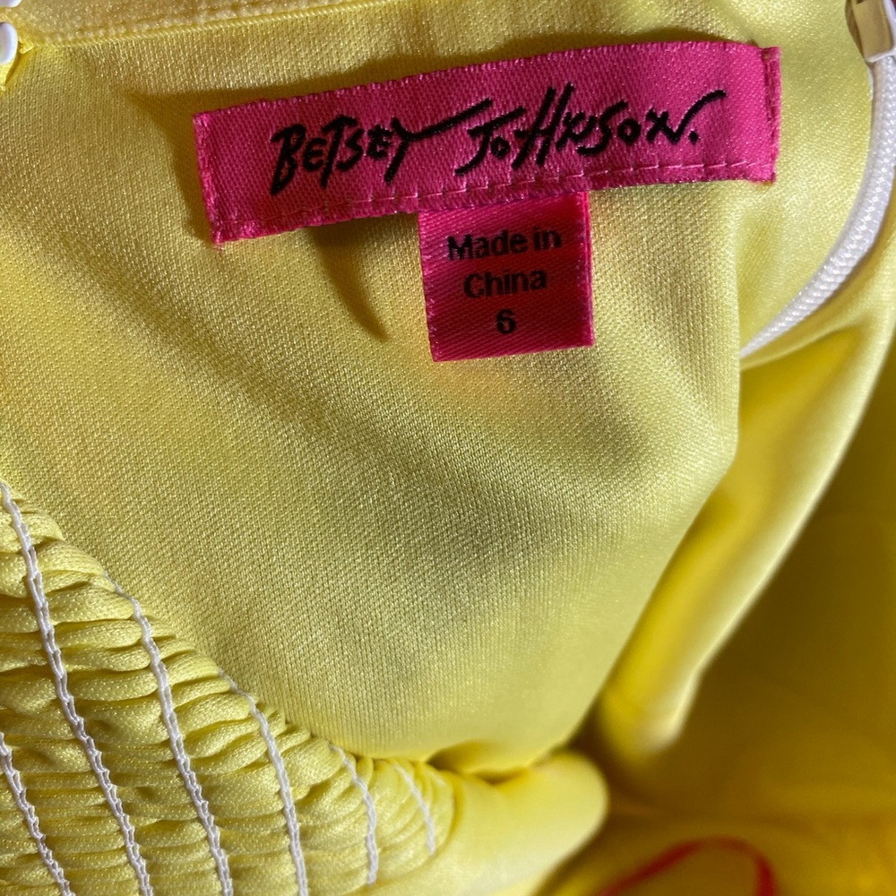 Betsey Johnson Yellow Dress and white lace Overlay summer sundress strapless - Picture 4 of 8